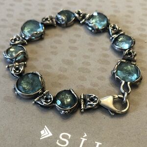 Silpada Incentive Exclusive Sterling Silver Aqua Glass Sterling Club Bracelet